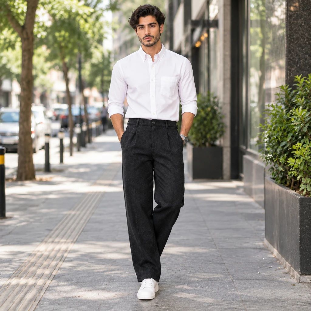 شلوار بگ مردانه مازراتی پیله دار کمرکش-مشکی